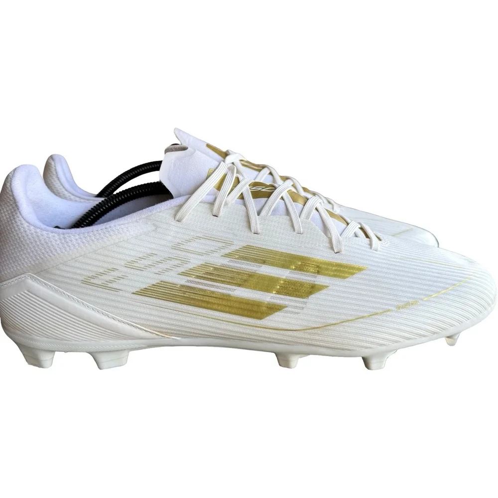 Adidas F50 Soccer Cleats Mens 13 White Gold Excellent Firm Ground Fiberskin
